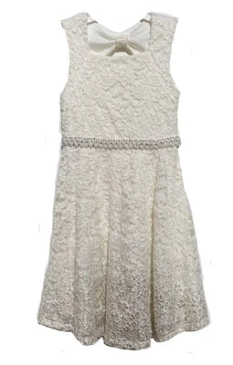 Emily West Girls White Metallic Silver Floral Special Occasion Dress Size 10 - Image 1 of 4