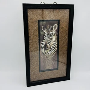 Vtg Target Zebra Stripped Innocence Black Framed Picture Ruane Manning 15” x 9” - Picture 1 of 13