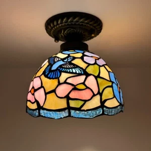 Tiffany Style Ceiling Lights Stained Glass Hummingbird LED Bulb 8"H*8"W*8"D - Picture 1 of 5