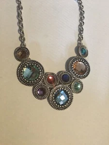 St. Thomas Crystals Smokey Silver Necklace new - Picture 1 of 4