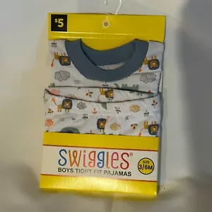 Swiggles Baby Boy Cotton Tight Fit Pajamas Lions Elephants - Picture 1 of 2