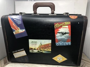 Vintage Suitcase W/ Vintage Stickers Attached - Picture 1 of 7