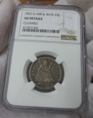 1853-O A/R Seated Liberty Quarter NGC AU++ Details (Tough Coin for Grade) - Image 1 of 4