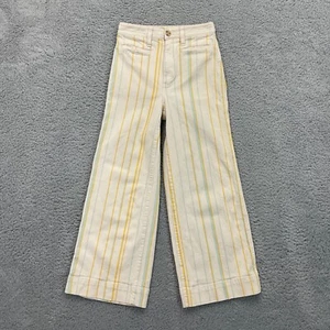 Madewell Emmett Striped Wide-Leg Crop Pants Women's W24 L24.5 Boho - Picture 1 of 13