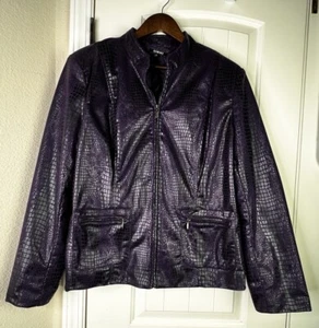 Elementz full zip front fitted jacket Purple Reptile Print Sz XL NWOT Mob Wife - Picture 1 of 15