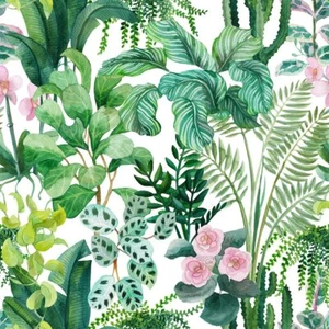 Tropical Wallpaper Peel and Stick Palm Leaves Flowers Removable Waterproof Co... - Picture 1 of 6