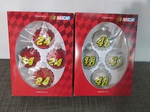 NASCAR Árbol de Navidad Adornos 2 Juegos 1 Jeff Gordon 24 y 1 Johnson 48 S/R3 - Imagen 1 de 8