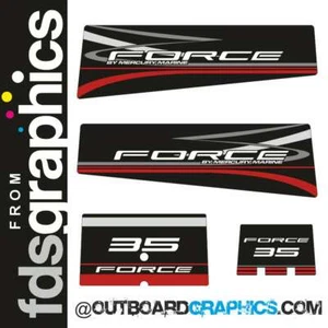 Kit de calcomanías/pegatinas fueraborda Mercury Force 35 hp - diseño negro - Imagen 1 de 1