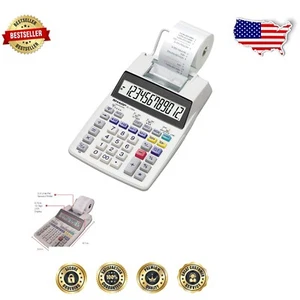 Standard Function Printing Calculator - Compact and Solar-Powered, Black/Red - Picture 1 of 3