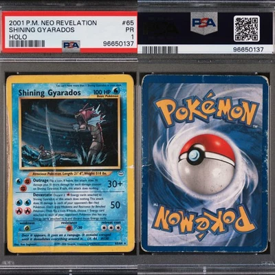🔥 PSA 1 POOR SHINING GYARADOS HOLO RARE | NEO REVELATION 65/64 🔥 - Image 1 of 4