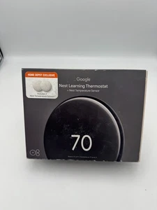 NEW Google Nest Learning Thermostat 4th Gen Two Sensor Polished Obsidian - Picture 1 of 2
