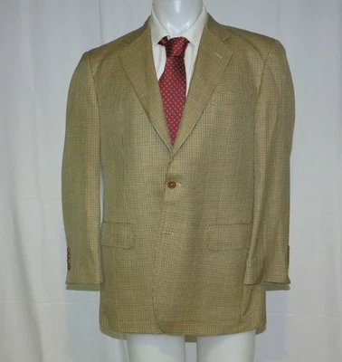 Abrigo deportivo Brooks Brothers Golden Fleece x Isaia beige diente de cachorro seda lana 41R Foto 1 de 4