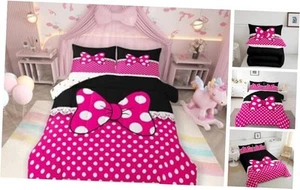 Cartoon Bowknot Kids Comforter Set Size,Geometric Dots Queen Rose Pink - Picture 1 of 8