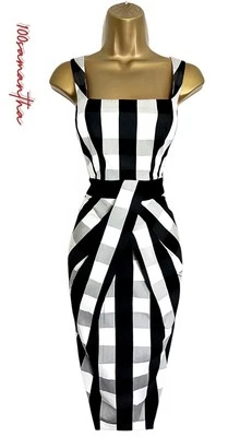 VESTIDO DE CÓCTEL VERANO ALGODÓN CUADROS VINTAGE KAREN MILLEN TALLA UK 14 Foto 1 de 4