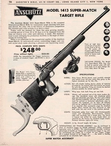 1962 Print Ad of Anschutz Model 1413 Super Match Target Rifle - Picture 1 of 2