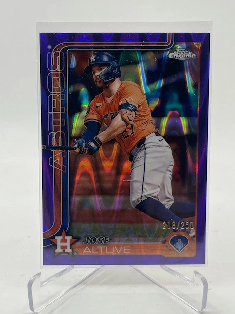2025 TOPPS CHROME JOSE ALTUVE PURPLE RAYWAVE REFRACTOR #D 216/250 SP ASTROS - Image 1 of 1
