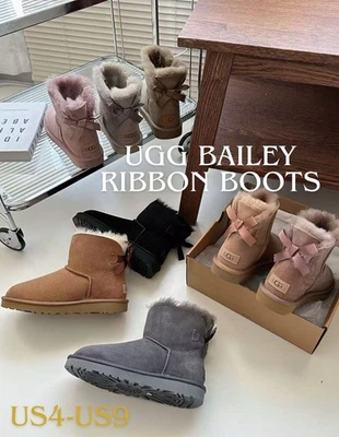Ugg Classic Bailey Bow Ribbon Boots Sheepskin Women US4-US9 (Water Resistant) - Imagen 1 de 4