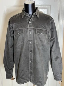 NWT Redhead Ranch Men's Distressed Olive Suede LikeLong Sleeve Shirt Snap Size L - Picture 1 of 14