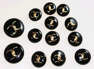 DOUBLE CC BUTTONS VINTAGE LOT OF 13 - Black & Gold Unsigned - Picture 1 of 18