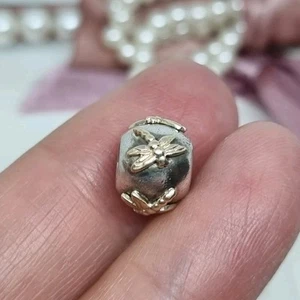 Genuino Pandora Plata y Oro 14k Libélula Dije 💕 S925 ALE RARO R42b - Imagen 1 de 7