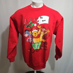 DAVE VTG Winnie The Pooh Christmas Present Sweatshirt Adult Large Disney Catalog - Picture 1 of 10