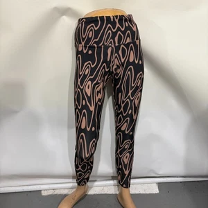 Onzie M/L Black Taupe Roads Rib Hot Yoga High Rise Ribbed Leggings Pants - Picture 1 of 5