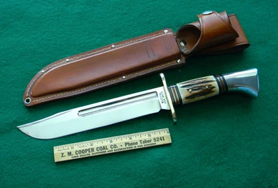 Cuchillo de combate MInt, Western Cutlery, modelo 46-8 con asas de ciervo Sambar personalizadas Foto 1 de 4