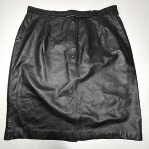 Minifalda lápiz Apostrophe negra de cuero genuino para mujer 12 forrada carrera usada en excelente estado - Imagen 1 de 8