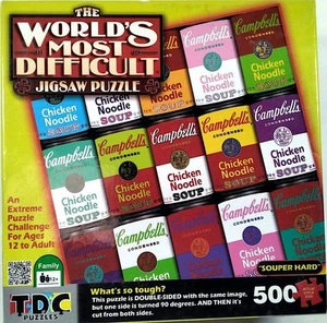 Souper Hard Double-Sided The World's Most Difficult 500pc 15X15 TDC Games Puzzle - Picture 1 of 1