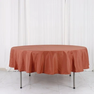 10 Terracotta 90" ROUND POLYESTER TABLECLOTHS Wholesale Wedding Party Supplies - Image 1 of 4