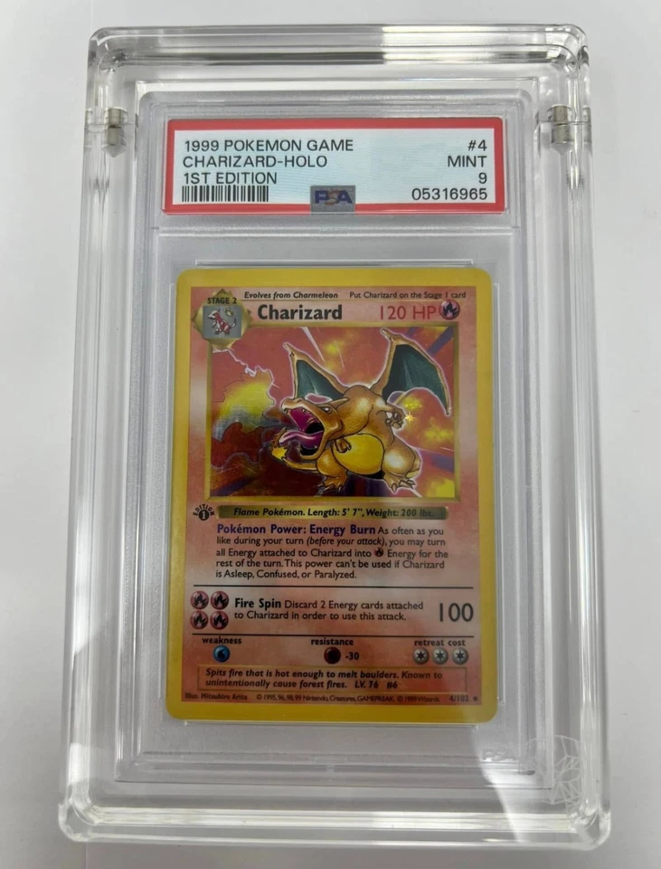 1999 POKEMON BASE SET  1ST EDITION HOLO CHARIZARD #4 PSA 9 MINT - Image 1 of 4