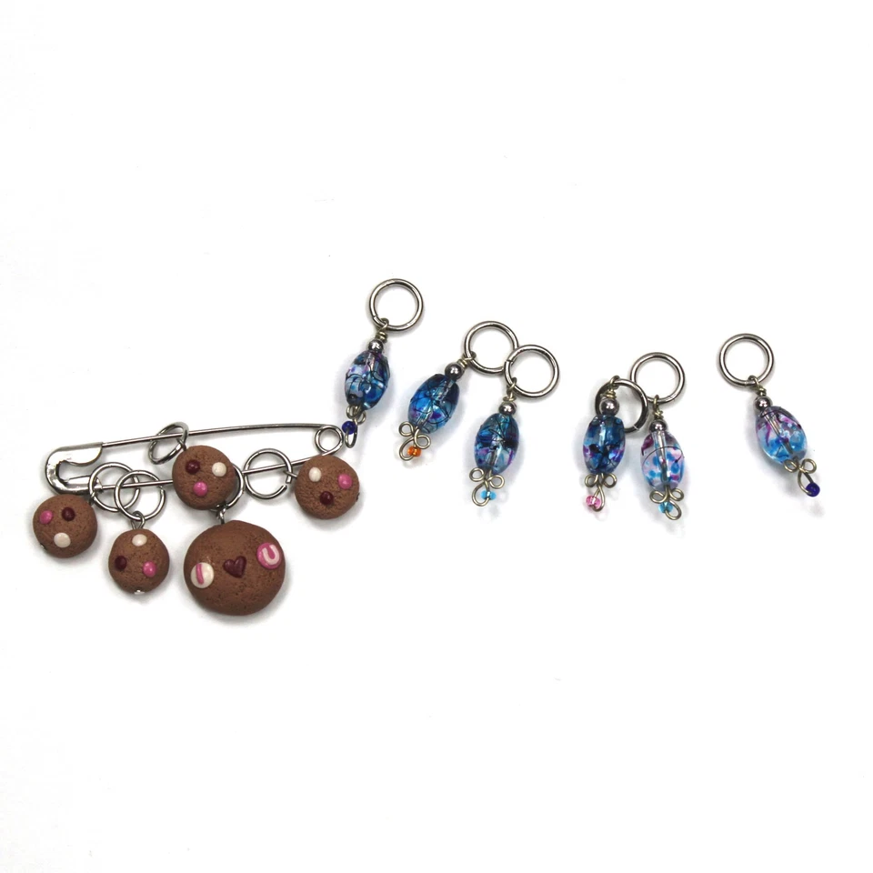 11 UNIQUE KNITTING / CROCHET STITCH MARKERS LOT: ABSTRACT & VALENTINE THEME   KT - Image 1 of 1