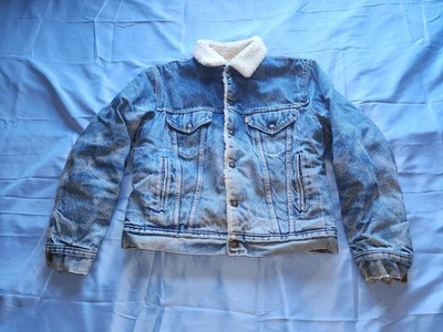 CHAQUETA DE CAMIONERO VAQUERA FORRADA SHERPA LENGÜETA NARANJA LEVI'S VINTAGE EE. UU. TALLA 42 IS Foto 1 de 4