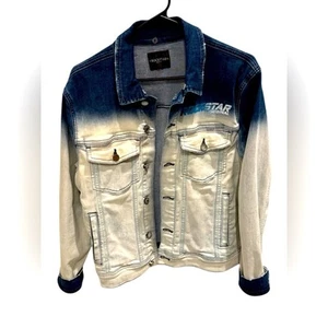 Rockstar Original Faded Blue Denim Jean Jacket Button Up Collared Size Medium - Picture 1 of 4