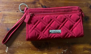 Authentische Vera Bradley Frontreißverschluss Handgelenktasche rot 7 1/2” x 4 1/2” - Bild 1 von 6