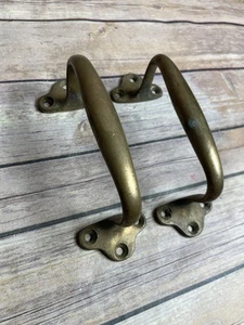 2- Vintage Schwerlast Messing Metall große Tür Schublade Box Ziehen Griffe 6 1/2 Zoll - Bild 1 von 8