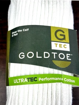 Men's Gold Toe Cotton Over the Calf Tube Socks 3 Pair White Shoe Size 6-12 - Image 1 of 4
