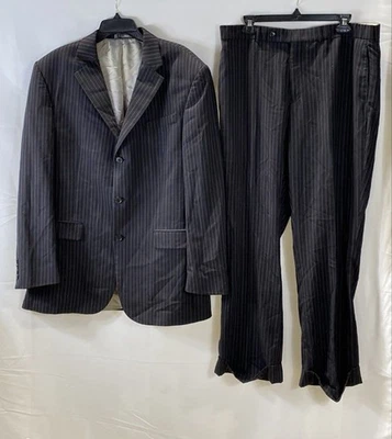 Oscar De La Renta Black Pinstripe 100% Wool 2 Piece Suit Men's 44L 36W - Image 1 of 4