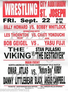 Pro Wrestling Poster 40th Anniversary Card St Joseph Mo NWA Vintage 13X19 - Picture 1 of 1