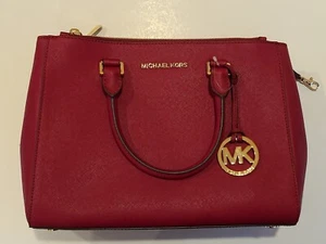 Michael kors SUTTON Cherry Medium Satchel Saffiano Leather $328 - Picture 1 of 7