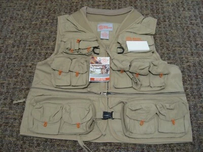 SJK Medium Convertible 24 Pocket Fly Fishing Vest Mesh Back R359K-M Khaki MED - Image 1 of 4