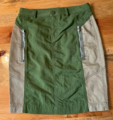 Falda lápiz Marc by Marc Jacobs para mujer 4 bolsillos verdes/caqui con cremallera elástica Y2K Foto 1 de 4