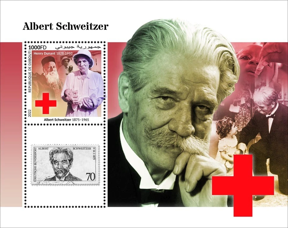 Estampillas Cruz Roja Albert Schweitzer Henry Dunant MNH 2022 Djibouti S/S Foto 1 de 1