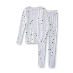 Juego de camisa y pantalón HeatLite capa de esquí térmico para niñas ropa interior larga estrellas blancas - Imagen 1 de 3