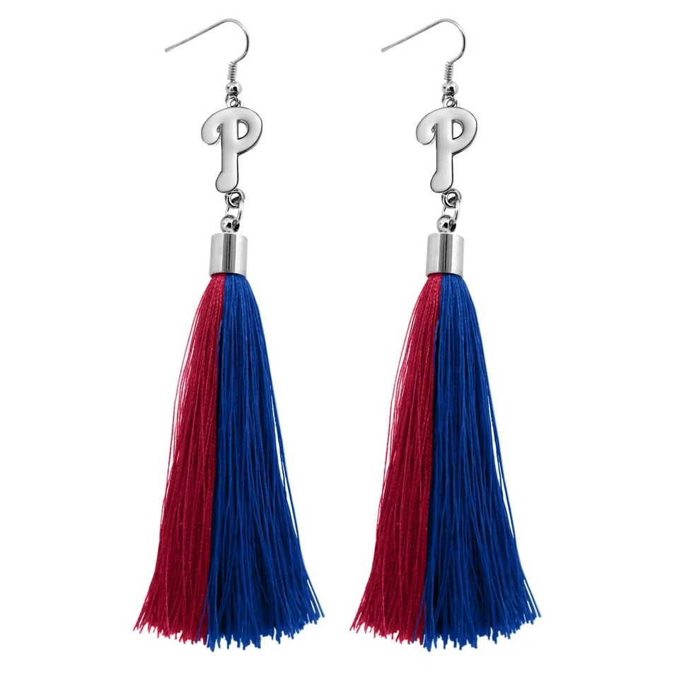 Philadelphia Phillies Tassel Earrings MLB Authentic Made by Little Earth New  - Image 1 of 1