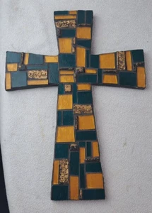 14 inch The Blessed Cross Claudia Baria Design Stained Glass inlay - Picture 1 of 8