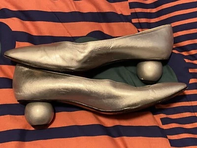 RARE Vintage Yves Saint Laurent Silver Ball Heel Shoes 11 - Image 1 of 4