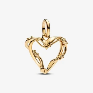 *BRAND NEW* Pandora Moments 14k Gold-Plated Wire Heart Dangle Charm 762526C00 - Picture 1 of 4