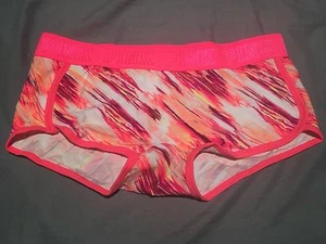 Victoria's Secret Pink Boy shorts Sz L New Warm Abstract Print Logo Band - Picture 1 of 2