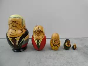 VTG Hand Painted Russian Nesting Dolls Dictators 5 Gag Political Gift - Picture 1 of 10